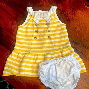 Janie and Jack yellow stripe dress, 6-12 months